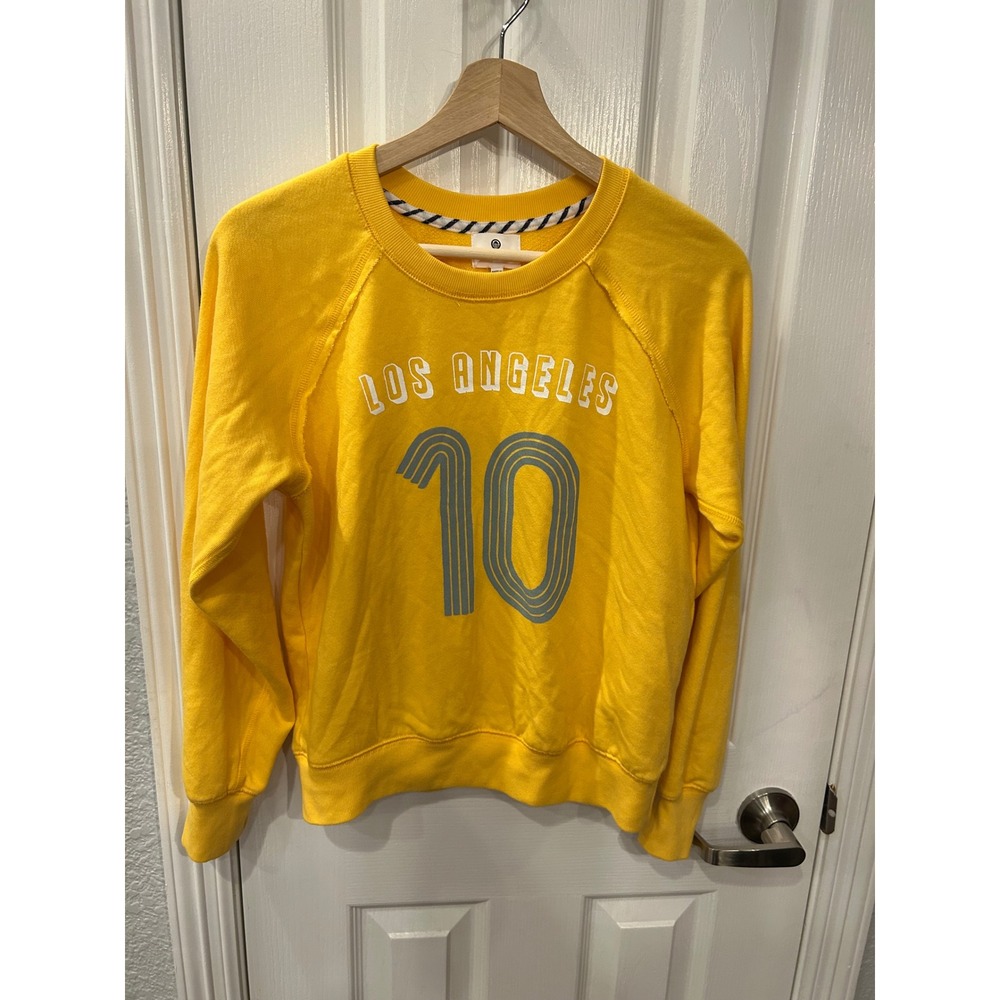 Sundry Sweatshirt Yellow Los Angeles 10 Graphic Raglan Pullover Crewneck XS